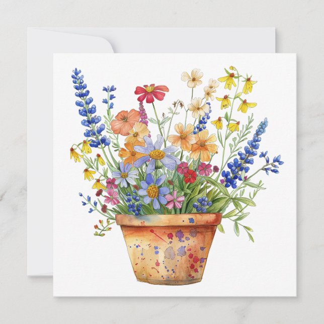 Launische Blumen in Blumentopf Florale Illustratio Karte (Vorderseite)