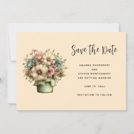 Launische Blumen in einem Pflanzkübel Save The Date