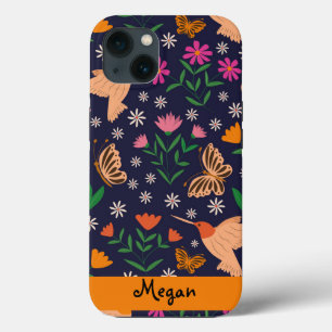 Launische Blumen mit Kolibris und individuellem Na Case-Mate iPhone Hülle