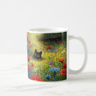 Launische Blumen-Schwarzkatzen-Tasse Kaffeetasse