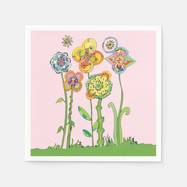 Launische Blumen Serviette (Vorderseite)