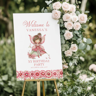 Launische Blumenfee Rosa 5. Geburtstags-Willkommen Poster