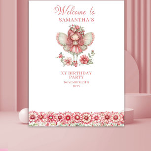 Launische Blumenfee Rosa 5. Geburtstagsrückwand Wandteppich