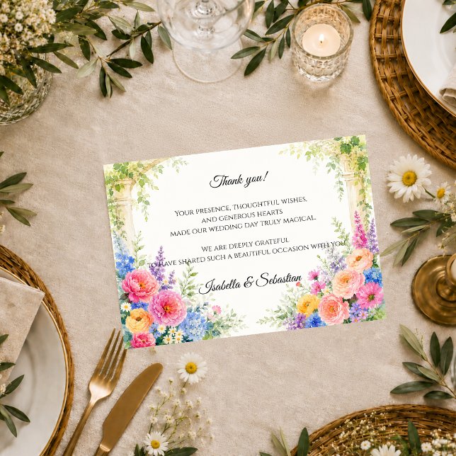 Launische Blumengarten-Hochzeit Dankeskarte (Von Creator hochgeladen)