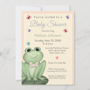 Launische Blush-Creme-Frosch-Baby-Party Einladung