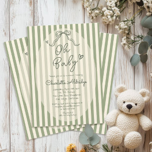 Launische Bogen-Sage-Grün-Baby-Party Einladung