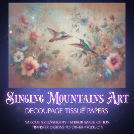 Launische Boho Kolibris & Blumen Decoupage Seidenpapier