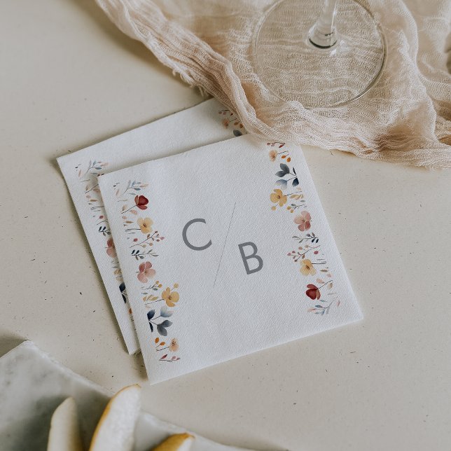 Launische Boho-Wildblumen-Monogramm-Servietten Serviette (Von Creator hochgeladen)