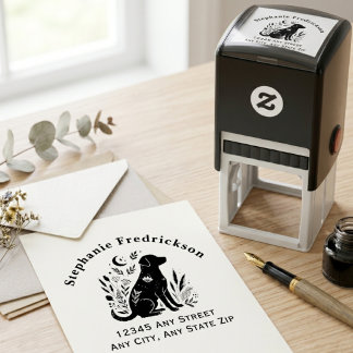 Launische Botanische Florale Silhouette Hunde-Elte Permastempel