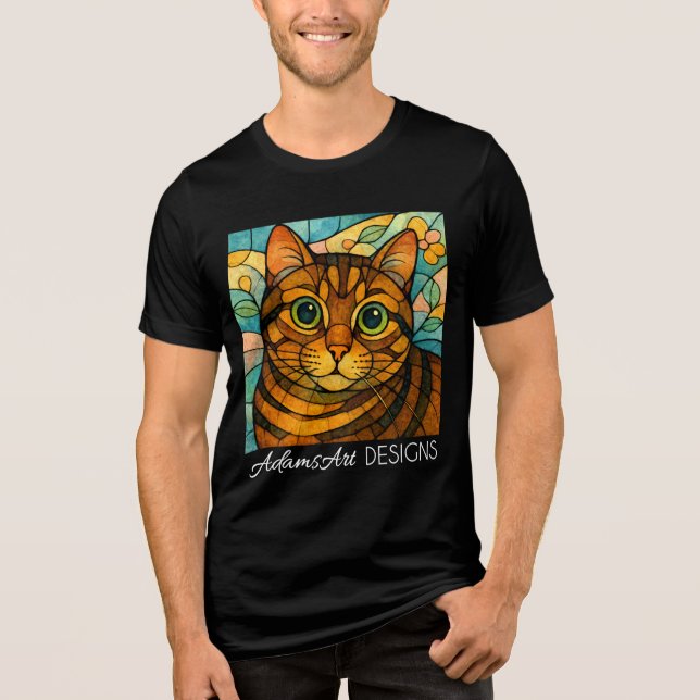 Launische Buntglas-Tabby-Katze Tri-Blend Shirt (Vorderseite)