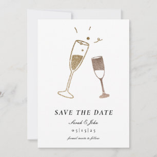 Launische Champagner-Einladung zur Hochzeitsankünd Einladung