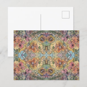 Launische Chic-Blumengarten-Aquarellmalerei Postkarte