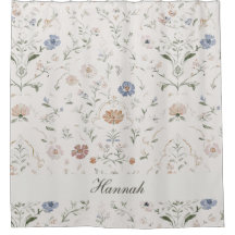 Launische Cottagecore Beige-Monogramm-Name-Blumen