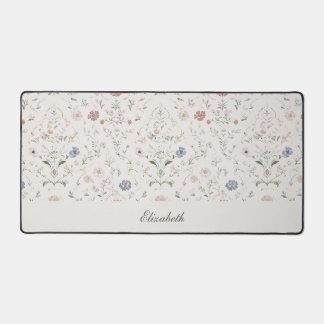 Launische Cottagecore-Beige-Monogramm-Name-Blumen Schreibtischunterlage