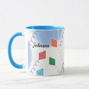 Launische Drachen Mehrfarbiges Himmel Muster Name Tasse