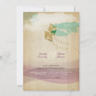 Launische Drachen Sommerwolken Aquarell Hochzeit Einladung