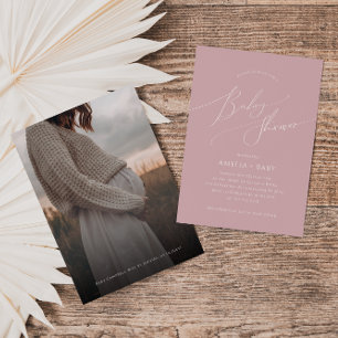 Launische Dusty Rose Foto-Baby-Party Einladung