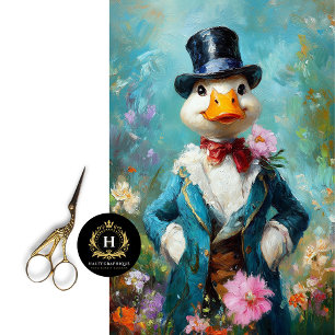 Launische Ente in Blau Bonnet Decoupage Seidenpapier