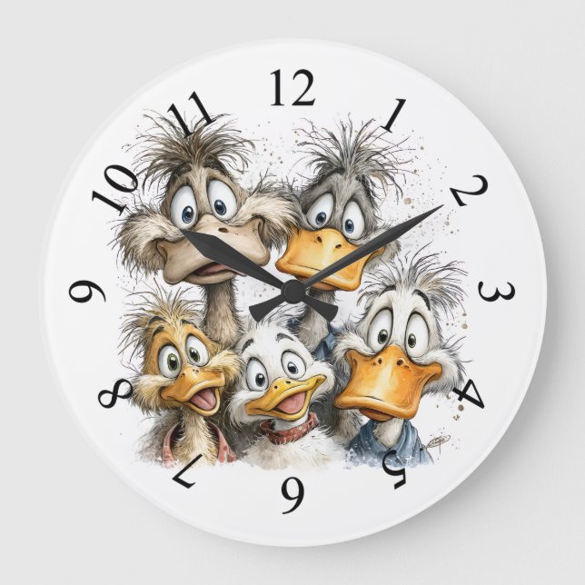 Launische Enten Große Wanduhr (Vorderseite)