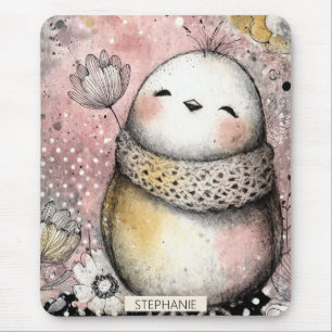 Launische Eulen-Blumen-Aquarell-Kunst Mousepad