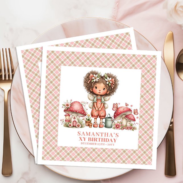 Launische Fee 3. Geburtstag Pilz Papier Serviette (Whimsical Fairy 3rd Birthday Mushroom Paper Napkins)