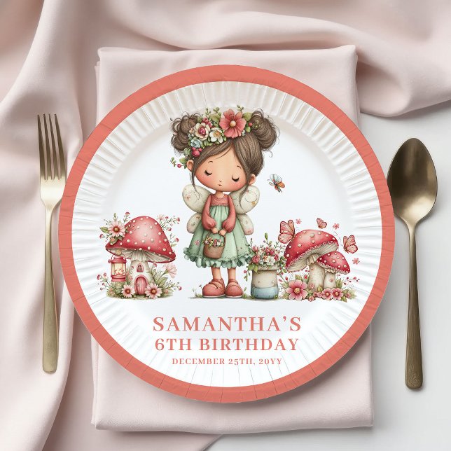 Launische Fee 7. Geburtstag Pastell Blumen Teller (Whimsical Fairy 7th Birthday Pastel Floral Plates)