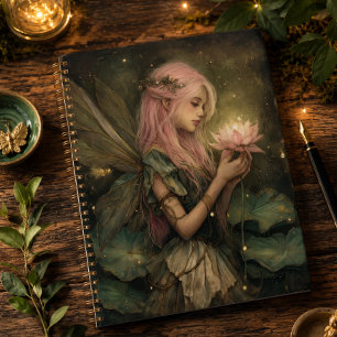 Launische Fee mit rosa Haar und Lotosblume Planer
