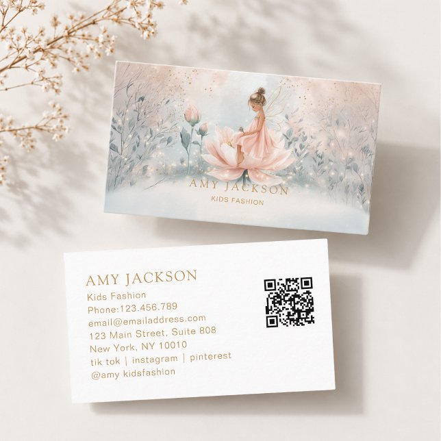 Launische Feen-QR-Code-Visitenkarte Terminkarte (Whimsical Fairy QR Code Business Card)