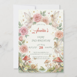 Launische Feengarten-Aquarell-Blumen Geburtstag Einladung