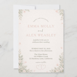 Launische Fox & Pastell-Blumen-Hochzeitseinladung Einladung