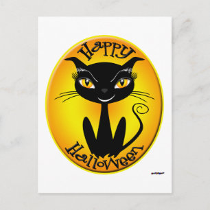 Launische Fröhliche Halloween-Katze Postkarte