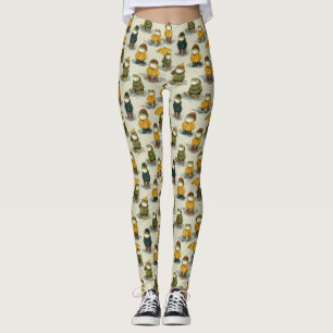 Launische Frösche im Regenmantel-Muster Leggings