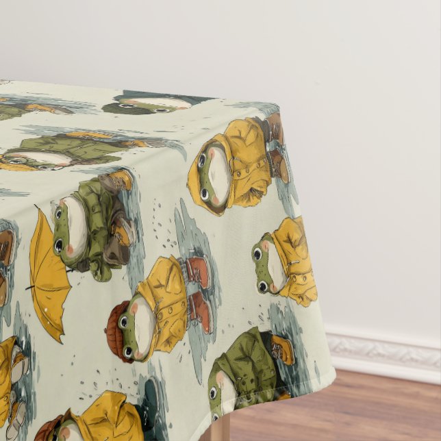 Launische Frösche im Regenmantel-Muster Tischdecke (Beispiel)