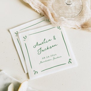 Launische Grüne Hochzeit Mit Der Hand Gezeichnet Serviette