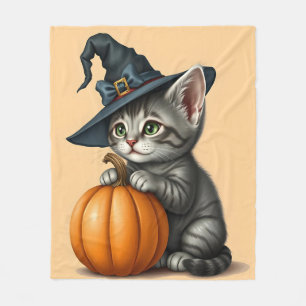 Launische Halloween-Katze, Halloween-Hexenkatze, Fleecedecke