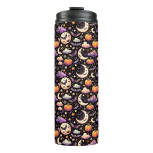 Launische Halloween-Nacht-Himmel-Muster Thermosbecher