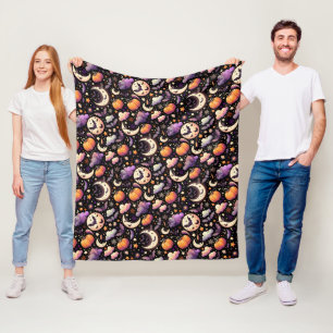 Launische Halloween-Nacht-Himmel-Pattern Fleecedecke