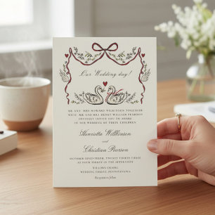 Launische, handgezeichnete formelle Hochzeit Schwä Einladung