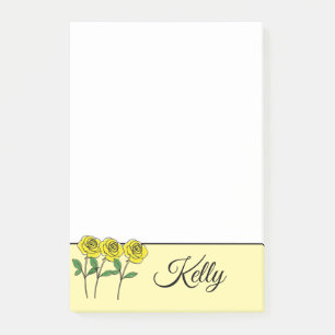Launische handgezeichnete gelbe Rosen Post-it Klebezettel
