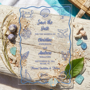 Launische handgezeichnete Meereslebewesen Save-the Acryleinladungen