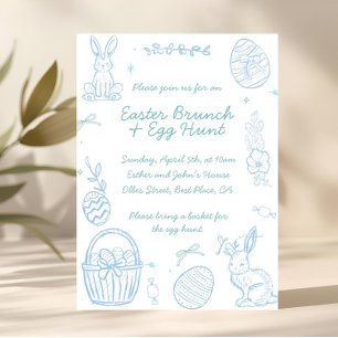 Launische handgezeichnete Ostern Brunch & Ostereie Einladung