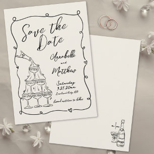 Launische handgezeichnete Vintage-Hochzeit "Termin Save The Date
