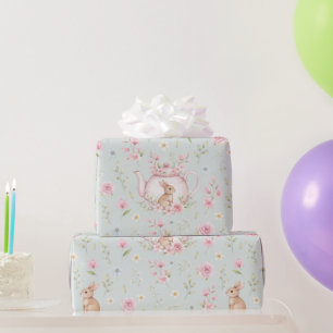 Launische Hase Teekanne Blumen  Geschenkpapier