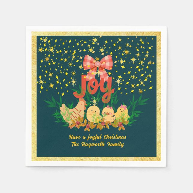 Launische Henne-und-Küken-Weihnachts-Papier-Servie Serviette (Vorderseite)