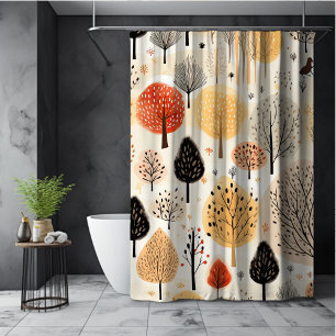 Launische Herbstblätter Bäume beige orange Herbst Duschvorhang