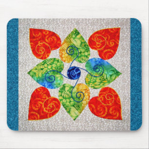 Launische Herz-Steppdecke - Block #1 Mousepad