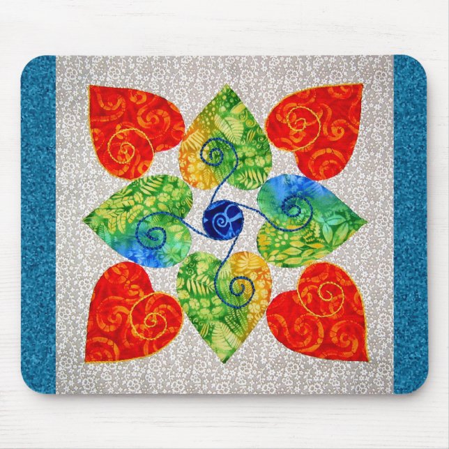 Launische Herz-Steppdecke - Block #1 Mousepad (Vorne)