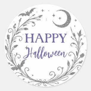 Launische Hexen Silber Glitter Halloween Runder Aufkleber