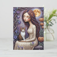 Launische Hexenkatze Halloween Mystische Mondkarte