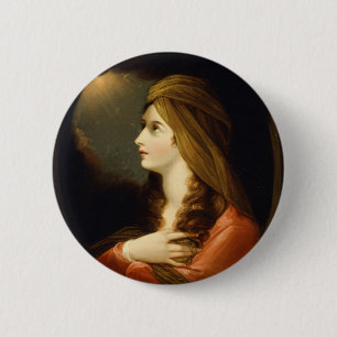 Launische Himmelslicht-Lady Rote Turban-Kunst Button